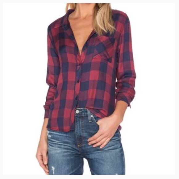 Rails - Burgundy and Navy - Plaid -Button-Down - Long Sleeves - Shirt - Size XS - Picture 9 of 9